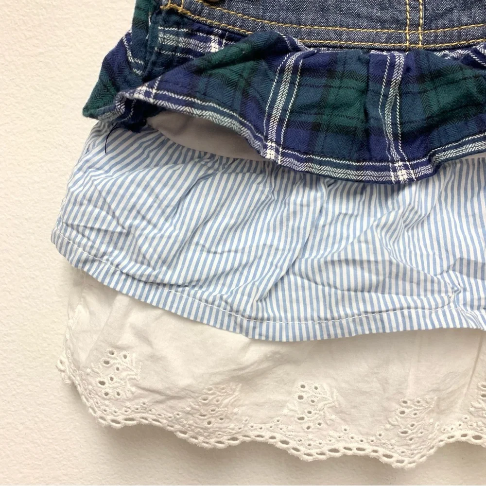 Osh Kosh Denim‎ Overall Dress Lot Of 2 Size 18M Raw Hem Tiered Ruffle